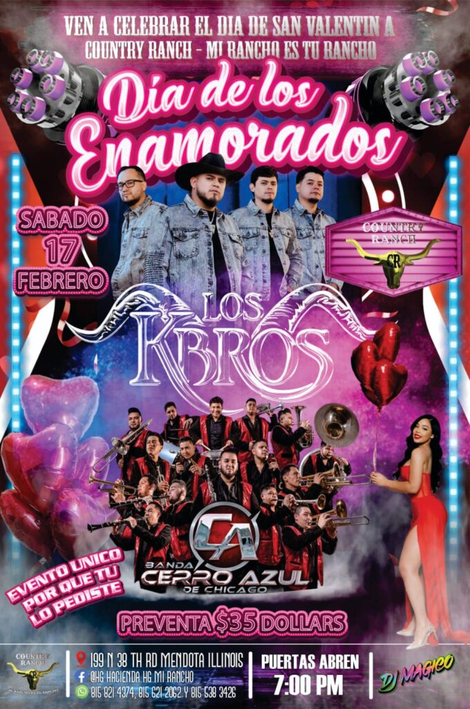 Febrero mes para celebrar este 17 nos vemos en Mendota IL,