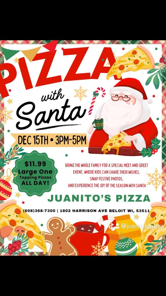 Ven y come pizza con Santa